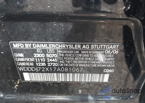 2007 Mercedes-Benz Cls 550 z USA, uszkodzony, nr VIN WDDDJ72X17A081067